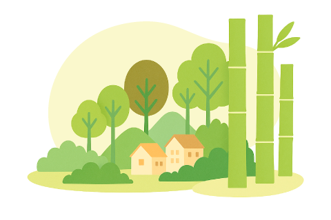 自然と竹のイラスト